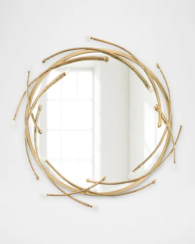John-richard Collection Entrata Quartz Spiral 37" Wall Mirror In Gold