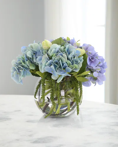 John-richard Collection Evening Haze 15" Faux Floral Arrangement In Glass Container In Green
