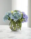 John-richard Collection Evening Haze 15" Faux Floral Arrangement In Glass Container In Blue