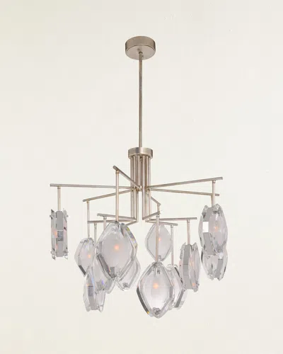 John-richard Collection Faceted Glass 12-light Chandelier In Metallic