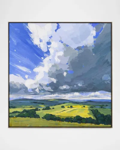 John-richard Collection Fields Of Green And Gold No. 1, Large Framed Giclee By Sarah Thomas In Blue