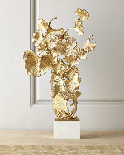 John-richard Collection Floating Ginkgo Leaves Sculpture In Gold
