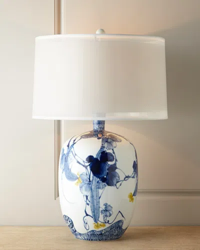 John-richard Collection Floral Chinoiserie Lamp In Blue