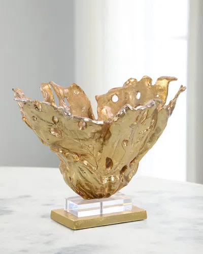 John-richard Collection Furling Leaves Bowl In Gold