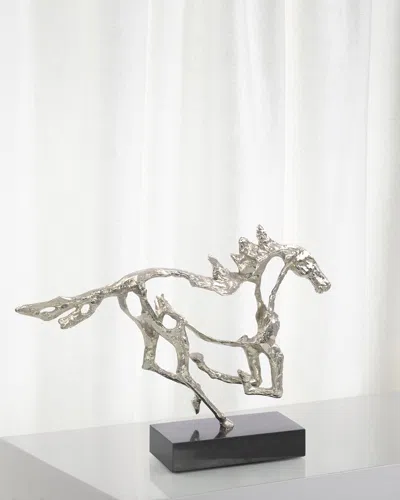 John-richard Collection Galloping Stallion Sculpture In Metallic
