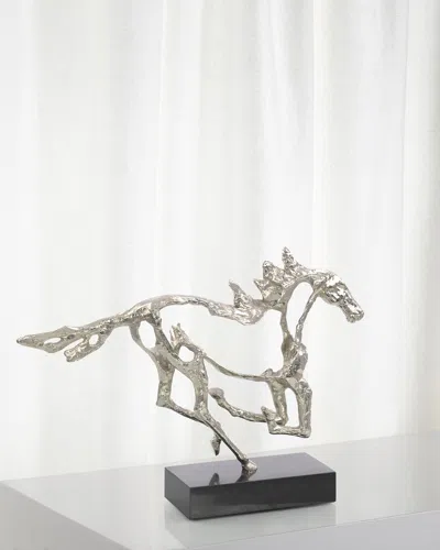 John-richard Collection Galloping Stallion Sculpture In Silver