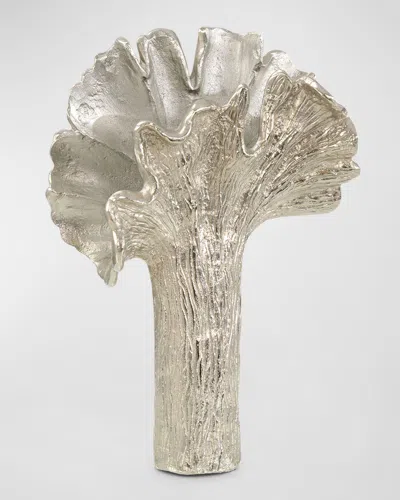 John-richard Collection Ginkgo Leaf Vase I In Metallic
