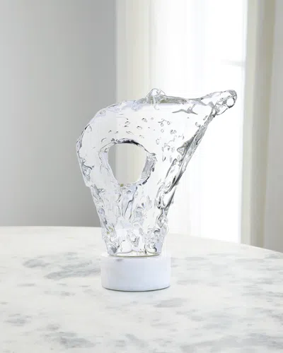 John-richard Collection Glacial Wisp Sculpture On Marble Base, Large In White