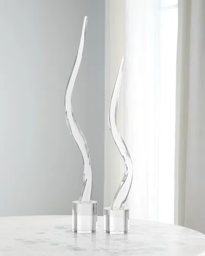 John-richard Collection Glass Wave Sculptures, Set Of 2 In Transparent