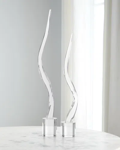 John-richard Collection Glass Wave Sculptures, Set Of 2 In Clear