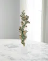John-richard Collection Gleaming Leaf Sculpture On Marble Base In Gold
