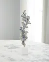 John-richard Collection Gleaming Leaf Sculpture On Marble Base In Silver