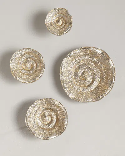 John-richard Collection Gold Leaf/nickel Escargot Wall Hangings, Set Of 4 In Gold/nickel