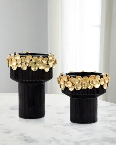 John-richard Collection Golden Disc Vases, Set Of 2