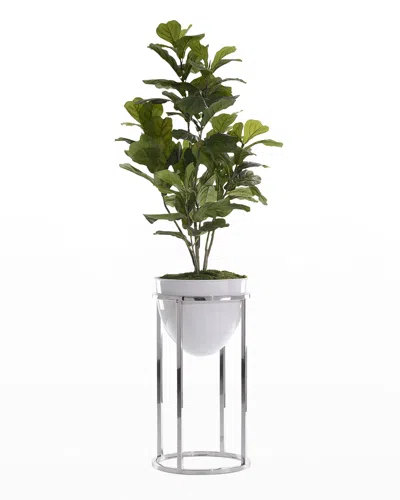 John-richard Collection Green Fiddle Leaf Fig With Silver Stand