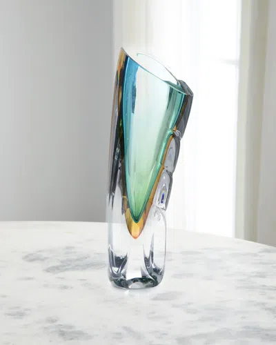 John-richard Collection Hand-blown Curved Glass Vase Ii In Multi