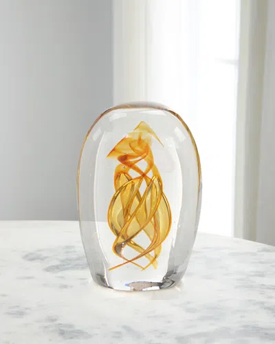 John-richard Collection Handblown Amber Glass Sculpture In Gold