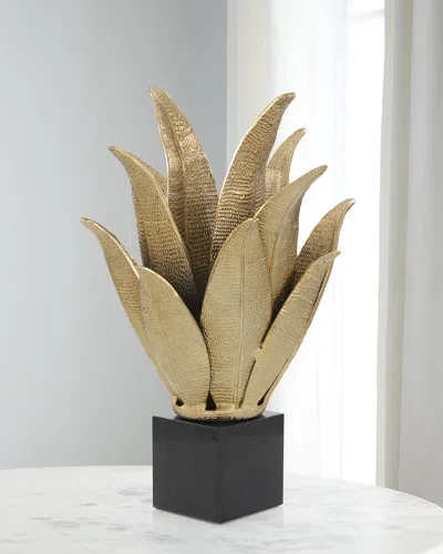 John-richard Collection Handcrafted Brass Leaf Sculpture In Gold