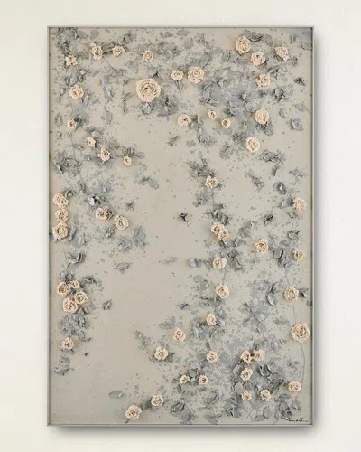 John-richard Collection Hanging Rose Garden I Original Oil Painting On Canvas By Lm Zhou