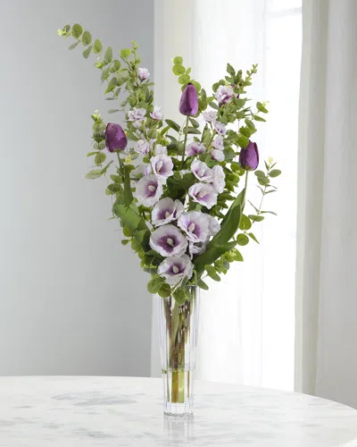 John-richard Collection Hollyhock Haze 41" Faux Floral Arrangement In Glass Vase In Multi