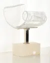 John-richard Collection Horizontal Clear White Glass Sculpture In White