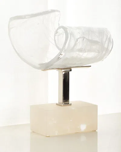 John-richard Collection Horizontal Clear White Glass Sculpture In Multi