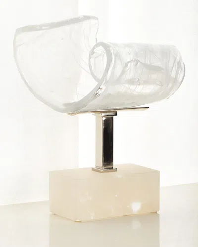 John-richard Collection Horizontal Clear White Glass Sculpture