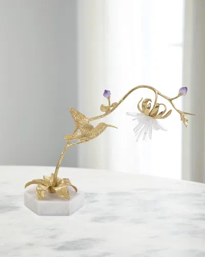 John-richard Collection Hummingbird Selenite Sculpture Ii In Multi
