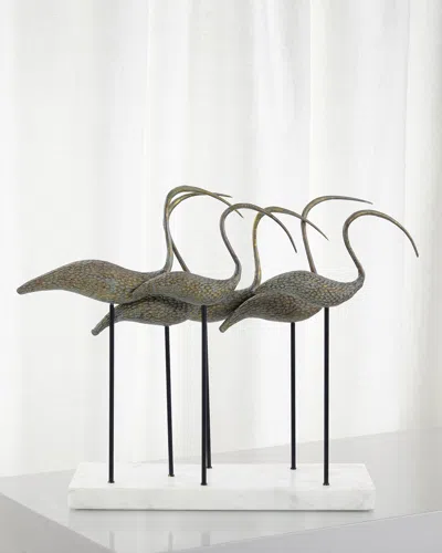 John-richard Collection Ibis Verdigris Sculpture In Brown