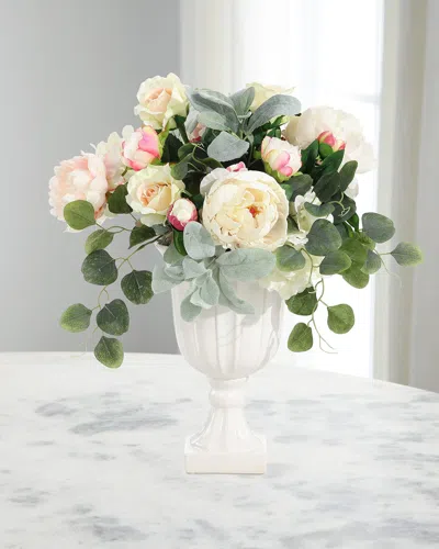 John-richard Collection Italian Garden 20" Faux Floral Arrangement In Ceramic Urn In Pink