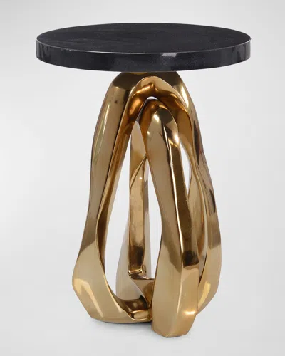 John-richard Collection Kaari Goldtone Side Table In Gold, Black