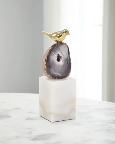 John-richard Collection Large Agate Roost Sculpture On Marble Base In Multi