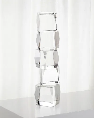 John-richard Collection Large Crystal Cubist Candleholder In Clear