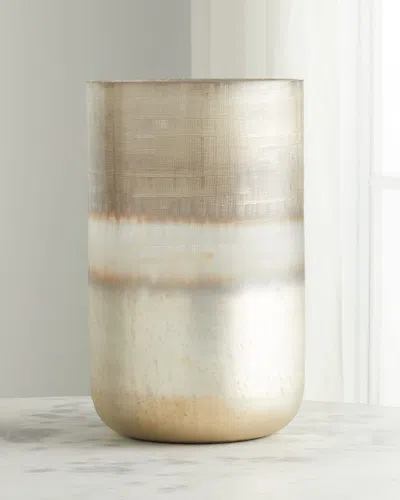 John-richard Collection Large Seabrook Glass Vase - 16.8" In Silver