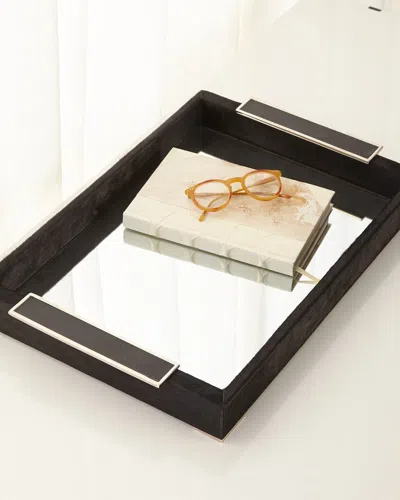 John-richard Collection Leather Mirror Tray In Black