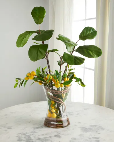 John-richard Collection Lemons & Figs Arrangement In Yellow