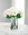 John-richard Collection Luminous Hydrangeas 19" Faux Floral Arrangement In Glass Vase In White