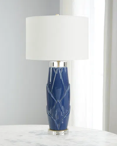 John-richard Collection Lush Leaves 33" Table Lamp In Blue