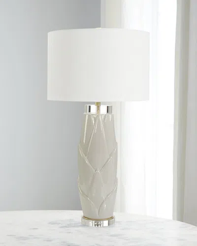 John-richard Collection Lush Leaves 33" Table Lamp In Grey