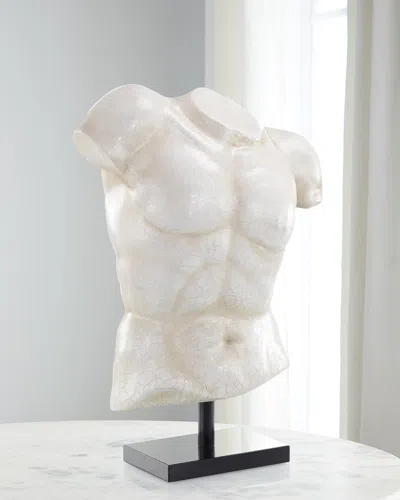 John-richard Collection Male Torso Sculpture In White