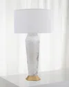 John-richard Collection Marble & Gold Leaf Hexagon 39" Table Lamp In White