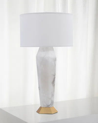 John-richard Collection Marble & Gold Leaf Hexagon 39" Table Lamp In White