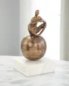 John-richard Collection Meditation Sculpture On Marble, Nickle In Metallic