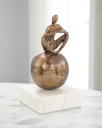 John-richard Collection Meditation Sculpture On Marble, Nickle In Metallic