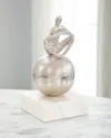 John-richard Collection Meditation Sculpture On Marble, Nickle In Silver