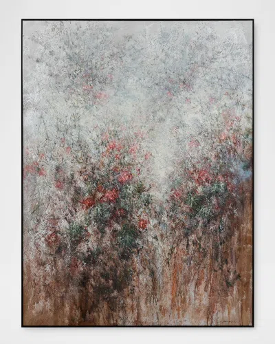 John-richard Collection Mist Touched Roses Original Painting By Teng Fei In Green