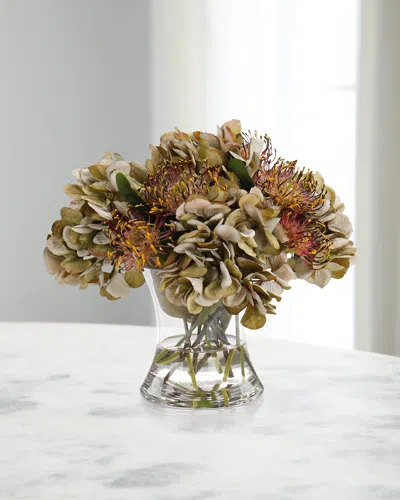 John-richard Collection Mossey Garden 12" Faux Floral Arrangement In Glass Vase In Multi