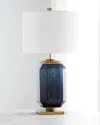 John-richard Collection Navy Blue Glass And Brass Table Lamp In Navy