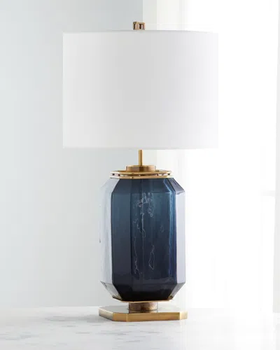 John-richard Collection Navy Blue Glass And Brass Table Lamp