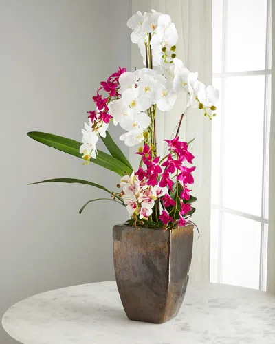John-richard Collection Orchid Collage Faux-floral Arrangement In Brown